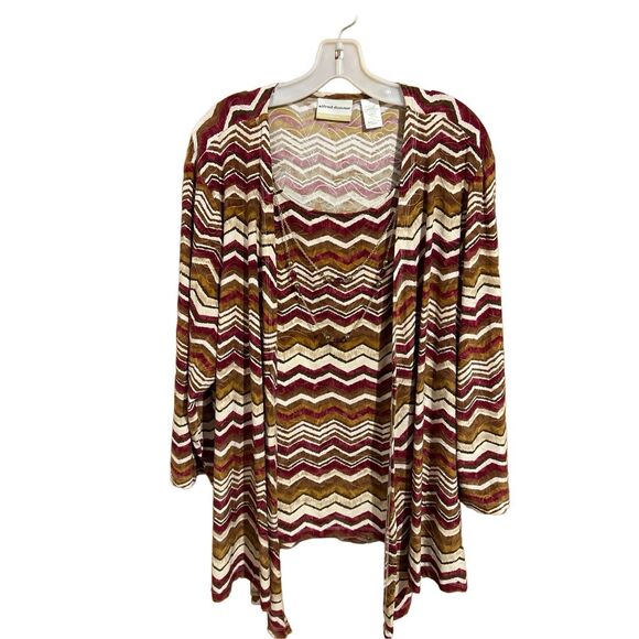 Alfred Dunner Woman Geometric Print Round Neck Tunic 2 Necklaces Size 2x - Picture 1 of 9
